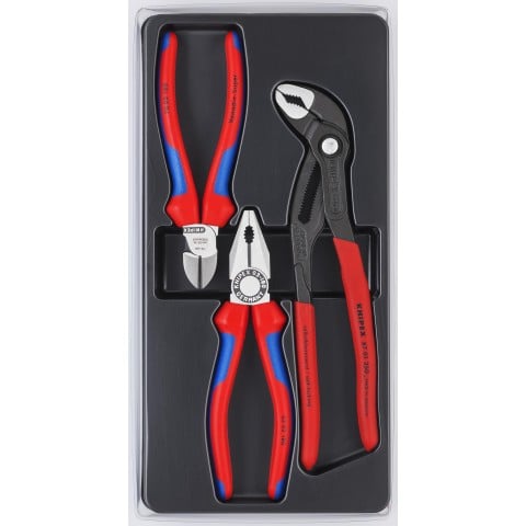 KNIPEX 3Pc  Best Seller Plier Set - 250mm Cobra,180mm Combo Plier & 160mm Diagonal Cutter