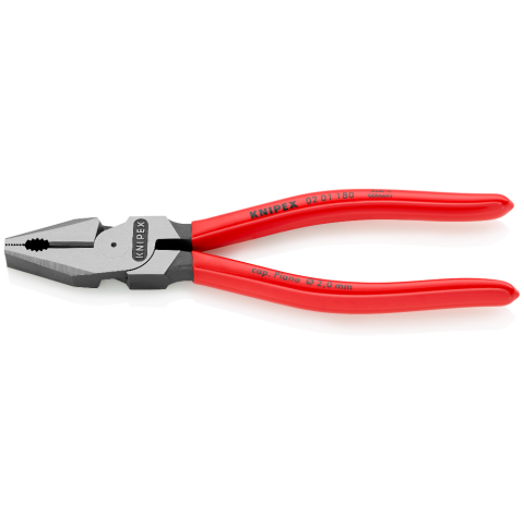 KNIPEX Pliers, Combination High Leverage, Plastic Coated, 180mm