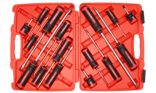 T&E 16Pc. Tang Thru S2 Steel Screwdriver Set