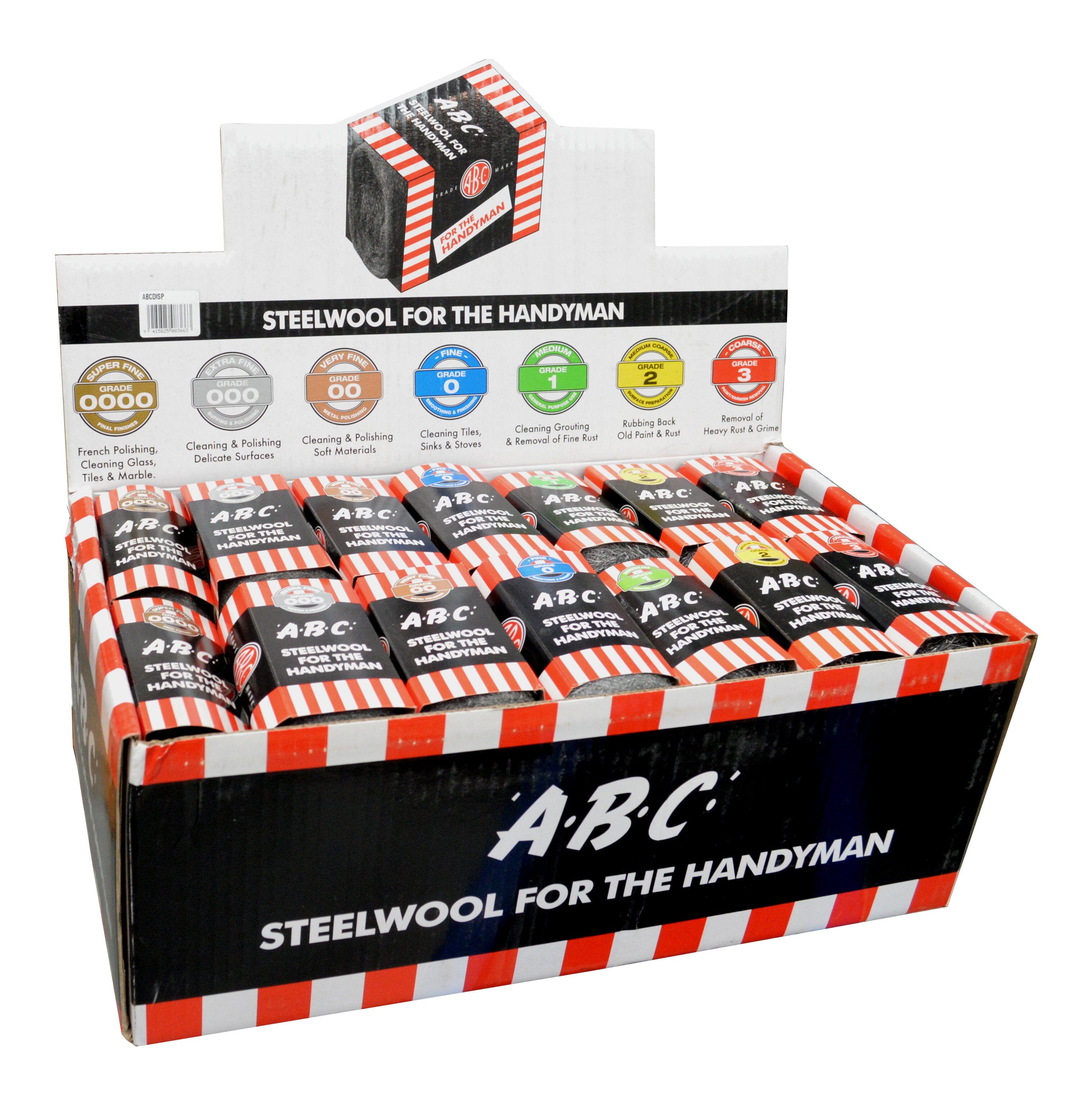 ABC Steel Wool ABC Brand - 28-pce Display  7 Assorted grades