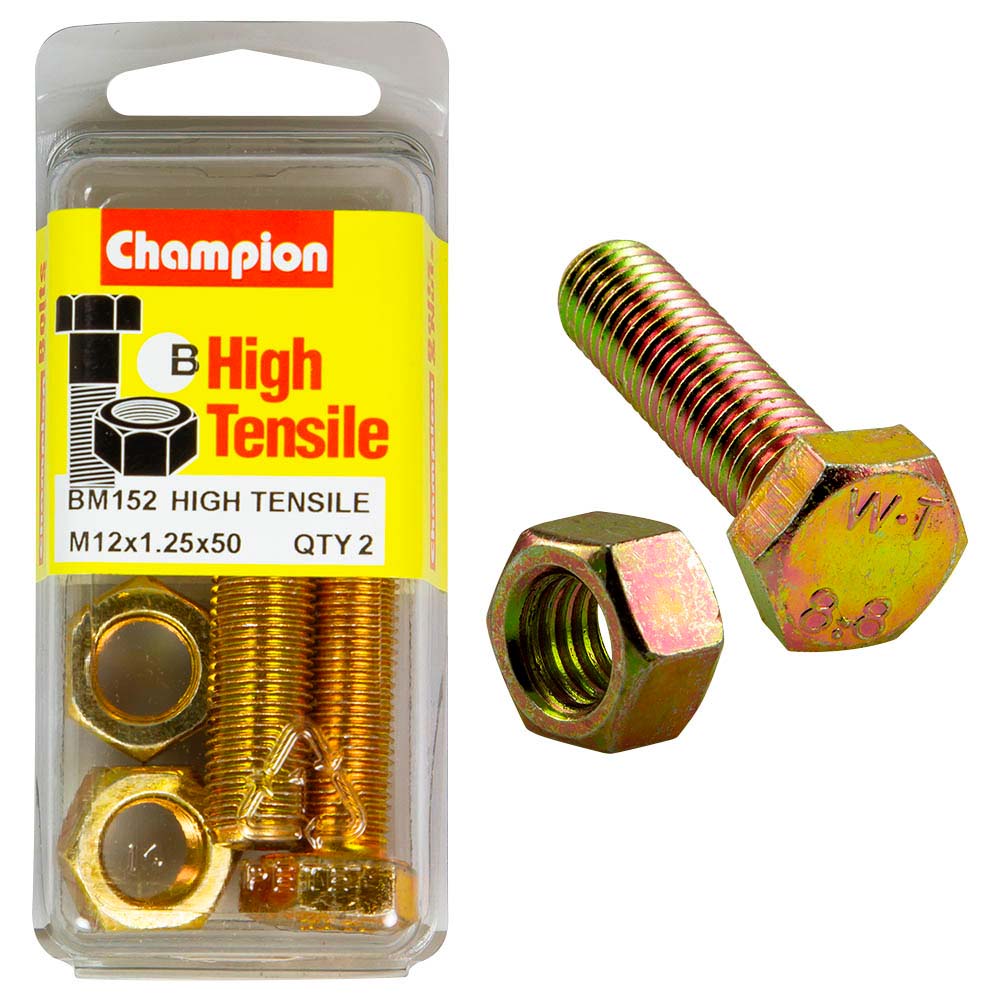 Champion M12 x 50 x 1.25 Set Screw & Nut (B) - GR8.8