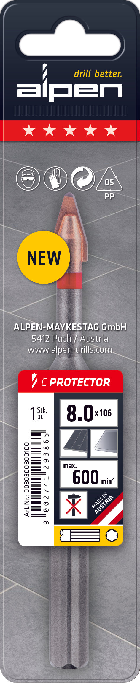 Alpen Series 303 C Protector Drill 8mm