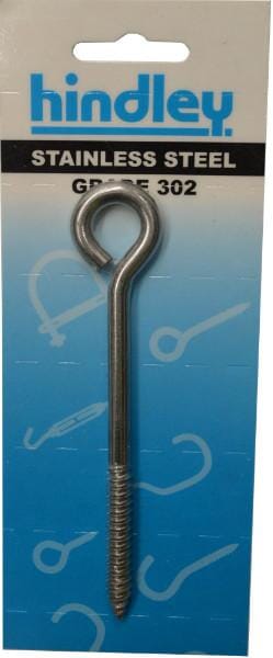 Hindley Screw Eye Stainless Steel 125mm x 6mm Carded