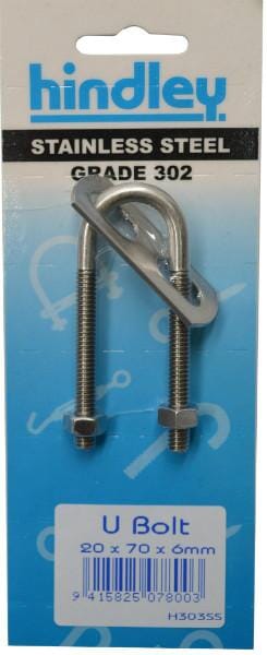 Hindley U Bolt Stainless Steel 19mm Carded