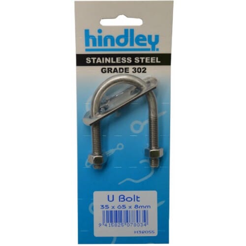 Hindley U Bolt Stainless Steel 35mm Carded