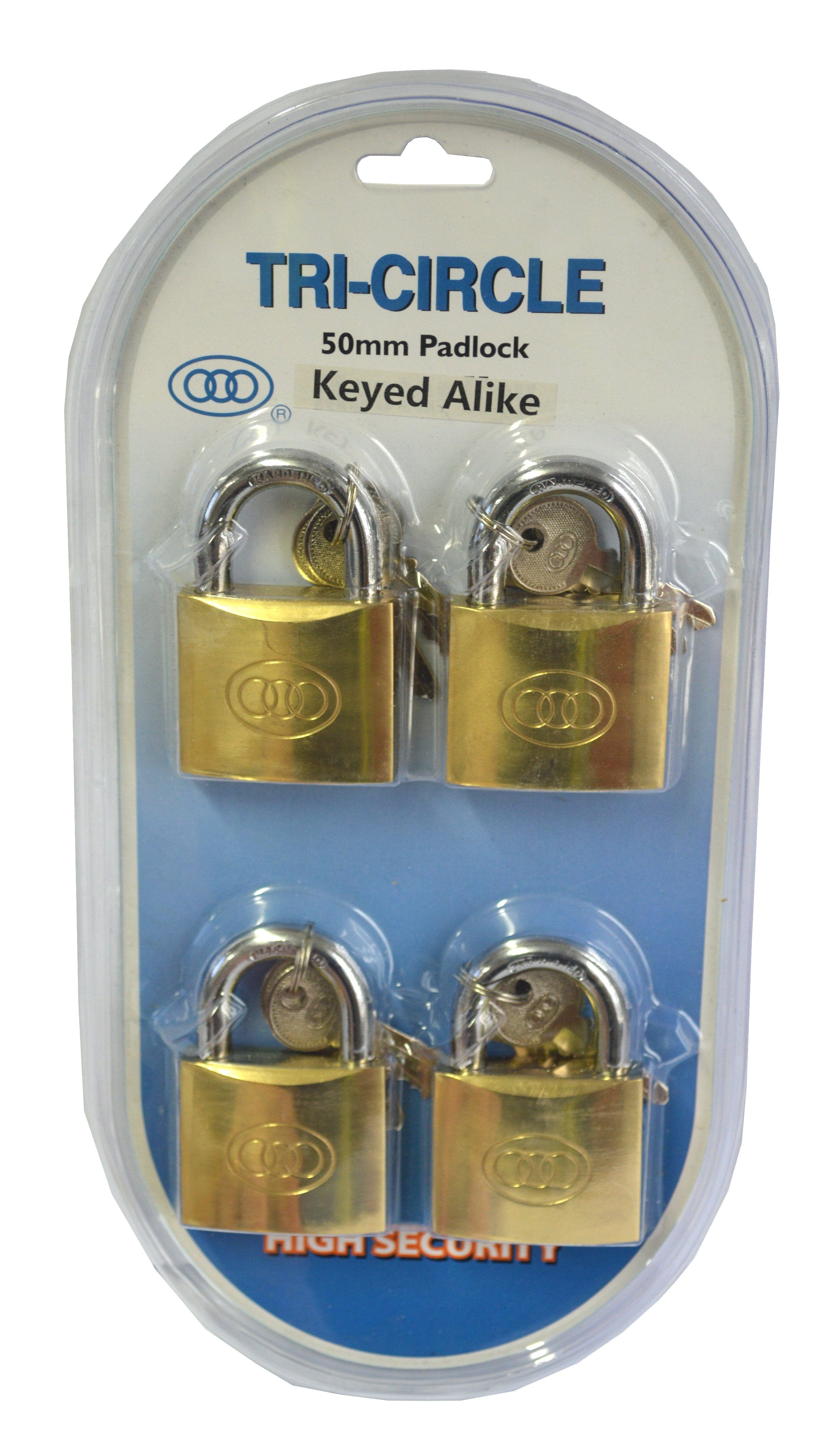 Tri-Circle Padlocks Keyed Alike-set of 4-50mm Tri Circle