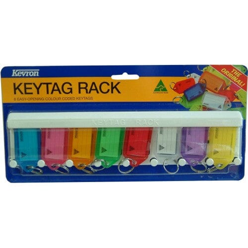 Kevron Key Tag Holders with Label - 8-pce Wall Rack