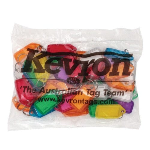 Kevron Key Tag Holders with Label - Fluoro 50-pce Bag