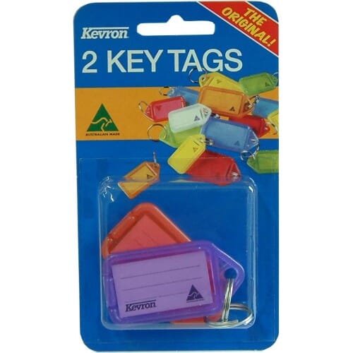 Kevron Key Tag Holders with Label - 2-pce Carded