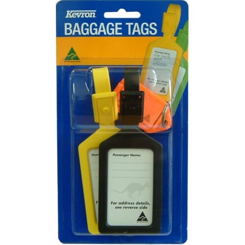 Kevron Key Tag Holder with Label - Travel Pack 3-pce Carded