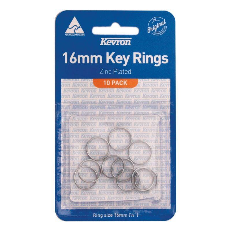 Kevron Keyrings Kevron "Zinc Plated" 16mm Card of 10