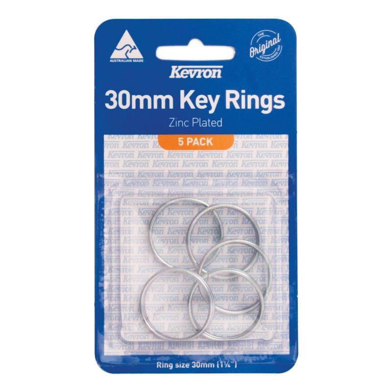 Kevron Keyrings Kevron "Zinc Plated" 30mm Card of 5