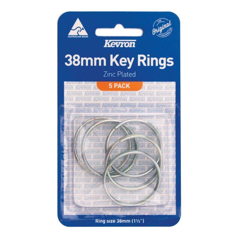 Kevron Keyrings Kevron "Zinc Plated" 38mm Card of 5