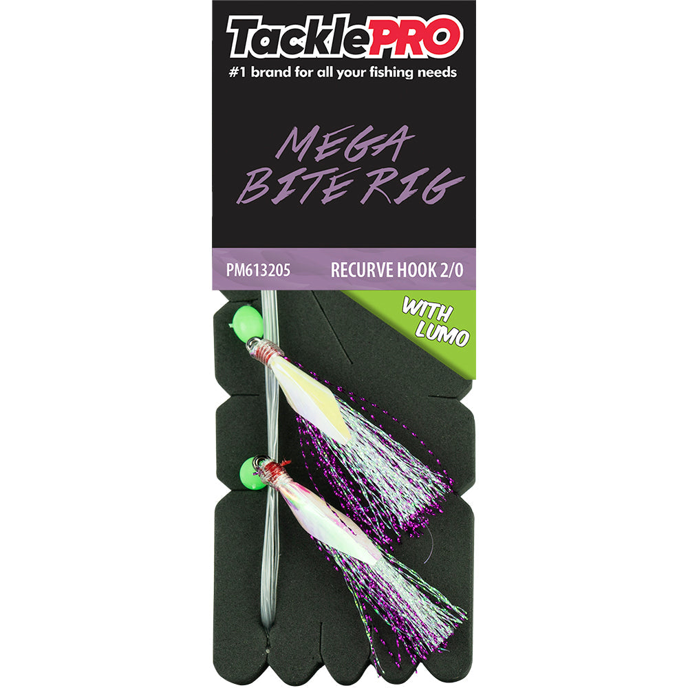 TacklePro Mega Bite Rig Purple & Lumo - 2/0 Recurve Hook