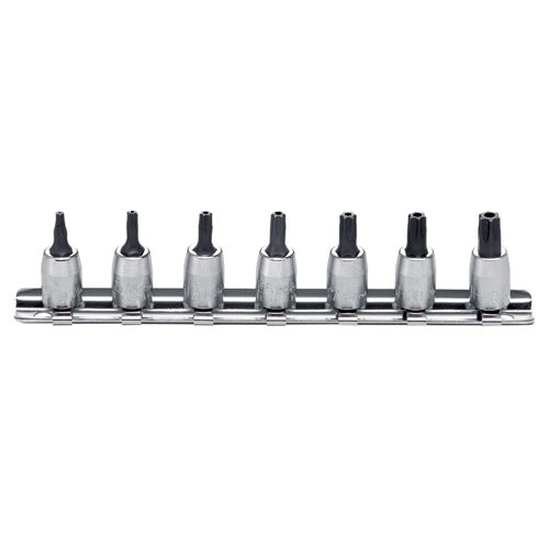 Koken RS2025 Tamper Plus Socket Set wit Hole On Rail 7pc 1/4"Dr 101PR-401PR