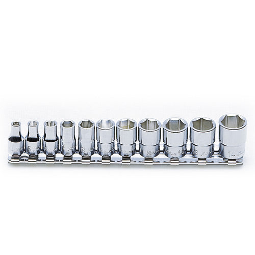 Koken RS2400M Socket Set On Rail 6pt 11pc 1/4"Dr 4-14mm