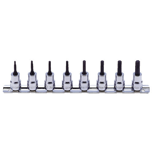 Koken 3/8" Dr Torx Plus Bit Socket Set On Rail - 8pc 20IP - 55IP (50mm)-Sockets & Accessories-Tool Factory