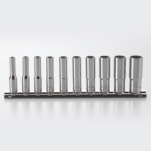 Koken 1/4" Dr Aerospace Deep Socket Set On Rail - 10pc 3/16"-9/16"-Sockets & Accessories-Tool Factory