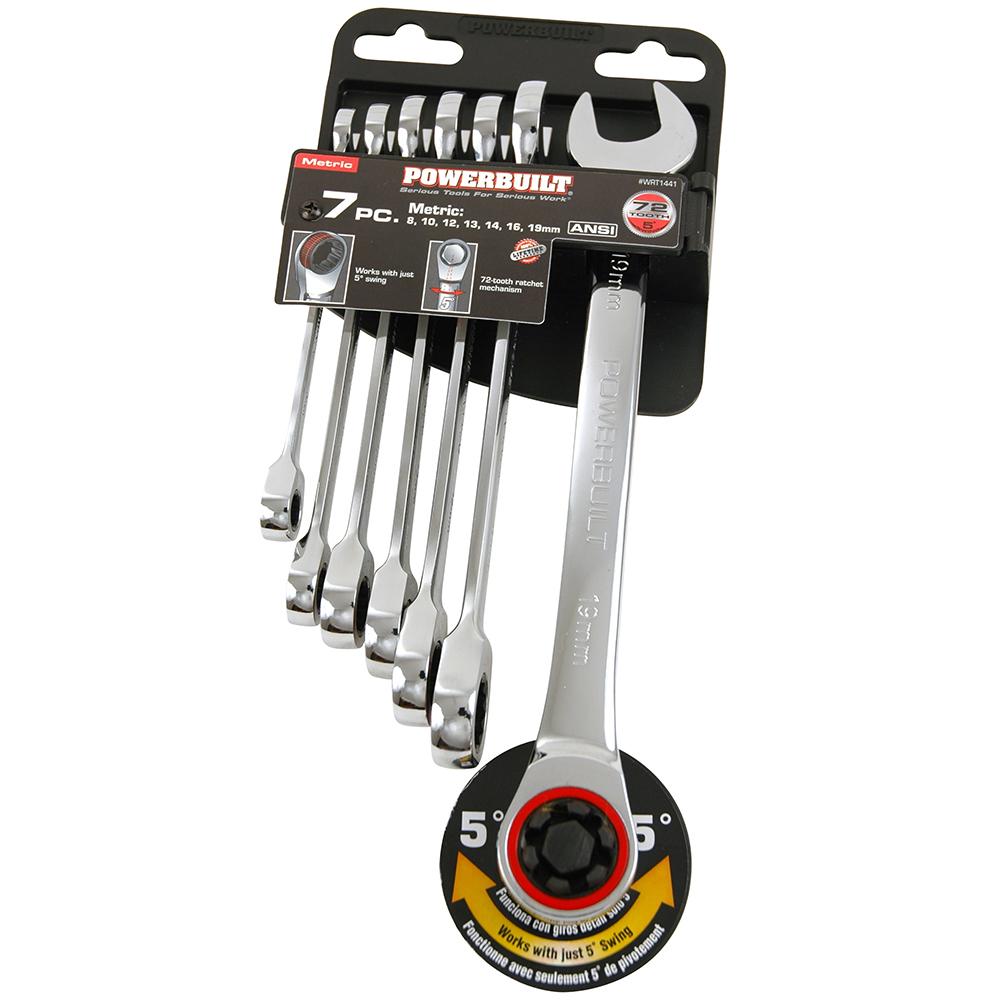 Powerbuilt 7pc Metric Reversible Gear Spanner Set